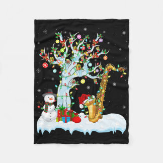 Saxophone Xmas Element Tree Lighting Saxophone Chr Fleece Blanket