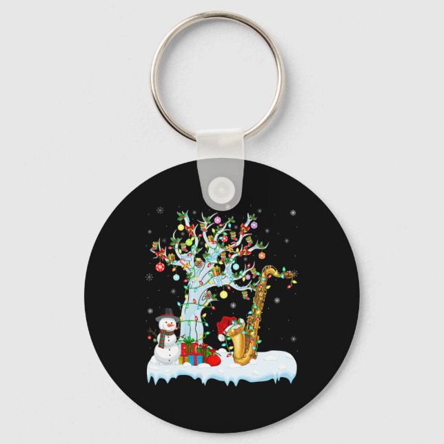 Saxophone Xmas Element Tree Lighting Saxophone Chr Key Ring (Front)