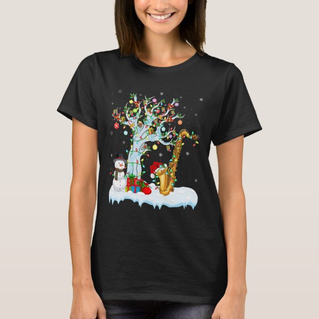 Saxophone Xmas Element Tree Lighting Saxophone Chr T-Shirt (Front)