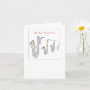 Saxophones Jazz Line art Folded Greeting Card