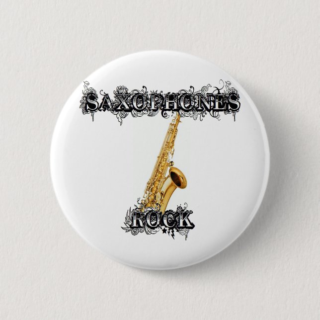 Saxophones Rock 6 Cm Round Badge (Front)