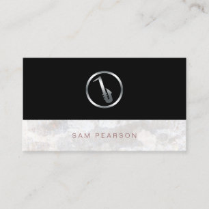 Saxophonist Bold Silver SAxophone Icon Elegant Business Card