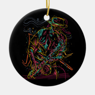 Saxophonist Jazz Musician Idea Saxophone Music Pla Ceramic Ornament