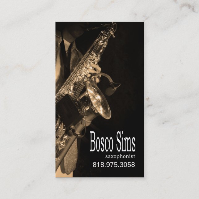 Saxophonist Musician for Music Business Card (Front)