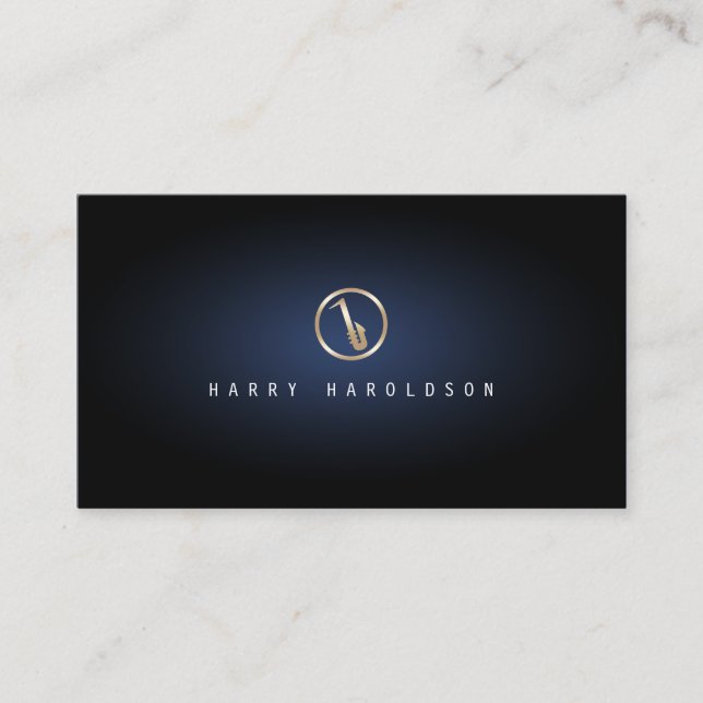 Saxophonist Saxophone Icon Blue Glow Musician Business Card (Front)