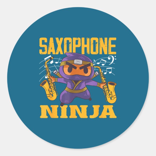 Saxophonist Saxophone Ninja For Fans Classic Round Sticker (Front)