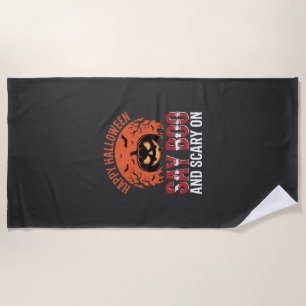 Say Boo Halloween Pumpkin Design_1 Beach Towel