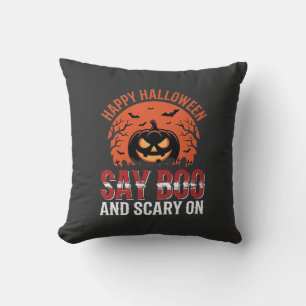 Say Boo Halloween Pumpkin Design_1 Cushion
