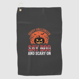Say Boo Halloween Pumpkin Design_1 Golf Towel