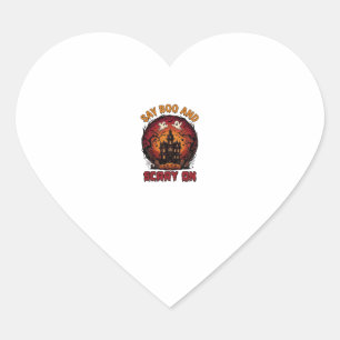 Say Boo Scary Haunted House Ghosts Pumpkins Hallow Heart Sticker