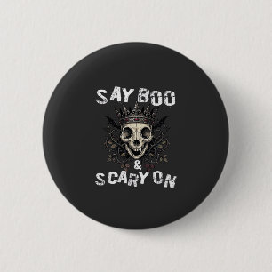Say Boo Scary Skull Crown Bat Wings Halloween_1 6 Cm Round Badge