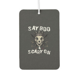 Say Boo Scary Skull Crown Bat Wings Halloween_1 Car Air Freshener