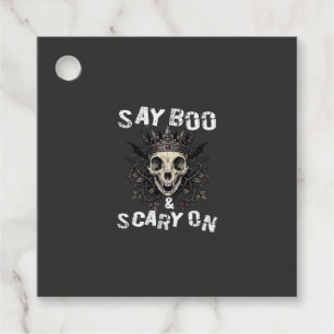 Say Boo Scary Skull Crown Bat Wings Halloween_1 Favour Tags