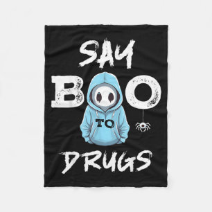Say Boo To Drugs Funny Halloween Red Ribbon Week Fleece Blanket