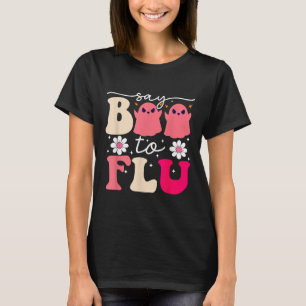 Say Boo To The Flu Funny Halloween Cute Ghost Nurs T-Shirt