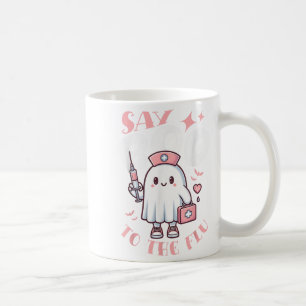 Say Boo To The Flu Halloween Nurse Ghost Funny Coffee Mug