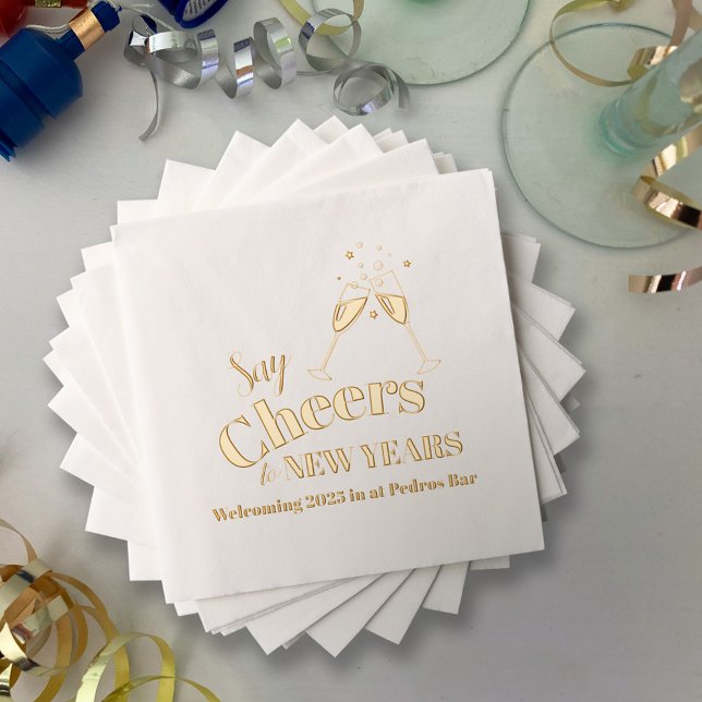 Say Cheers to New Years 2025 champagne Foil Napkins (Creator Uploaded)