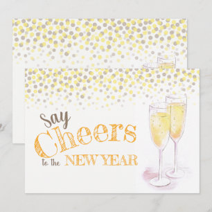 Say cheers to the New Year champagne glasses Invitation