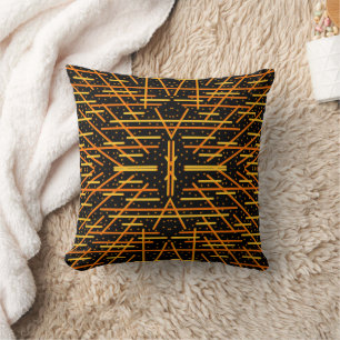 Say Cheese And Macaroni Cheesy Orange On Black Art Cushion