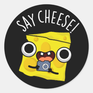 Say Cheese Funny Photographer Pun Dark BG Classic Round Sticker