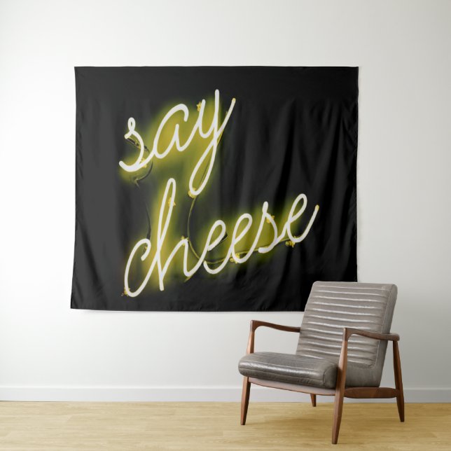 Say Cheese Neon Lights Tapestry (In Situ (Horizontal))
