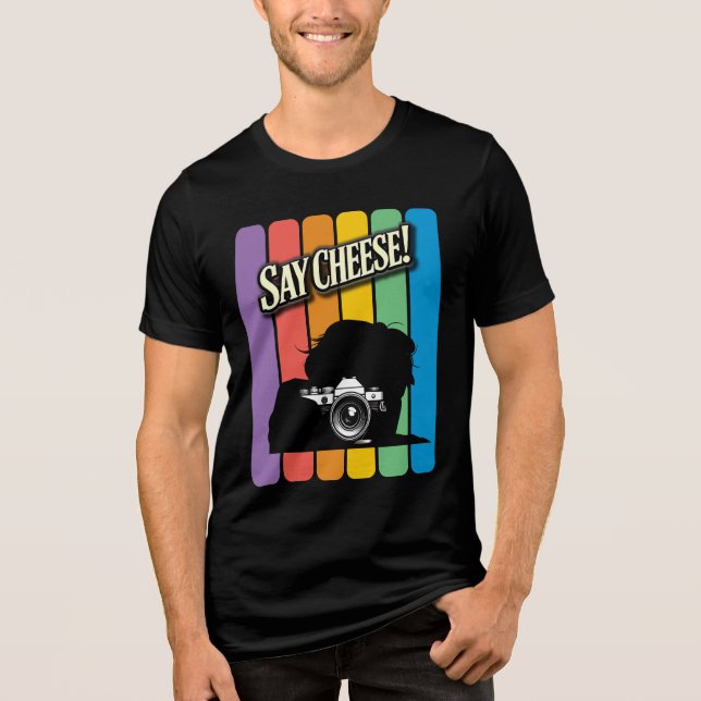 Say Cheese Retro Camera Design Tri-Blend Shirt (Front)