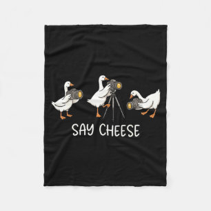 Say Cheese Silly Goose Photographer Photographing Fleece Blanket