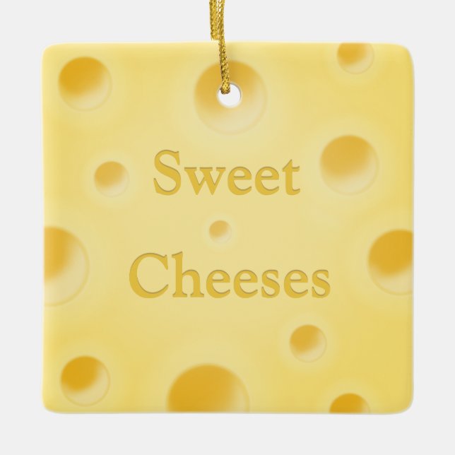"Say Cheeses" Swiss Cheese Slice Personalised Ceramic Ornament (Front)