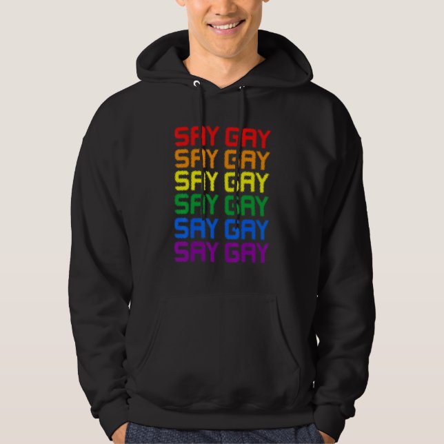 Say Gay Lgbt Pride Lgbt Gay Lesbian Trans Support  Hoodie (Front)