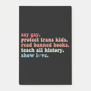 Say Gay Protect Trans Kids Read Banned Books LGBTQ Post-it Notes