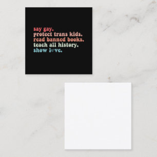 Say Gay Protect Trans Kids Read Banned Books LGBTQ Square Business Card