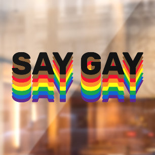 Say Gay rainbow lgbtq gay pride flag typography