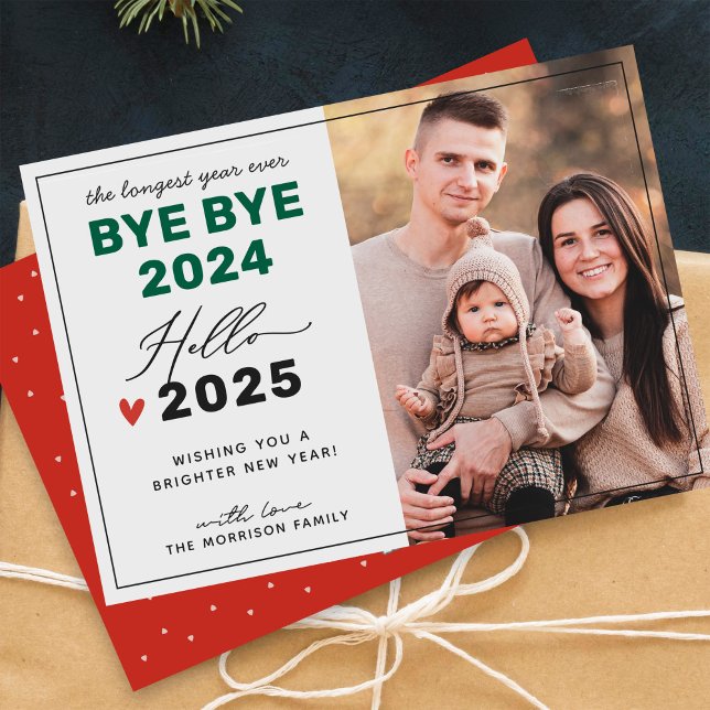 Say Goodbye to 2024 Welcome 2025 Modern Photo Holiday Card (Creator Uploaded)