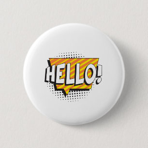 Say "HELLO" in retro pop art style 6 Cm Round Badge