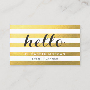 Say Hello to Your Clients - Stylish Gold Stripes Business Card