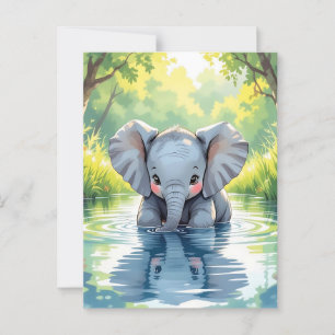 Say Hi with this cute Elephant Themed Postcard