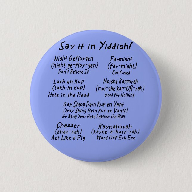 Say it in Yiddish 6 Cm Round Badge (Front)