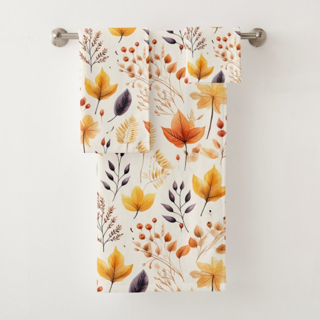 Say it with fall leaves 2 - bath towel set (Insitu)