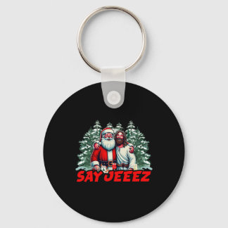 Say Jeeez Christian Christmas Santa And Jesus Reli Key Ring