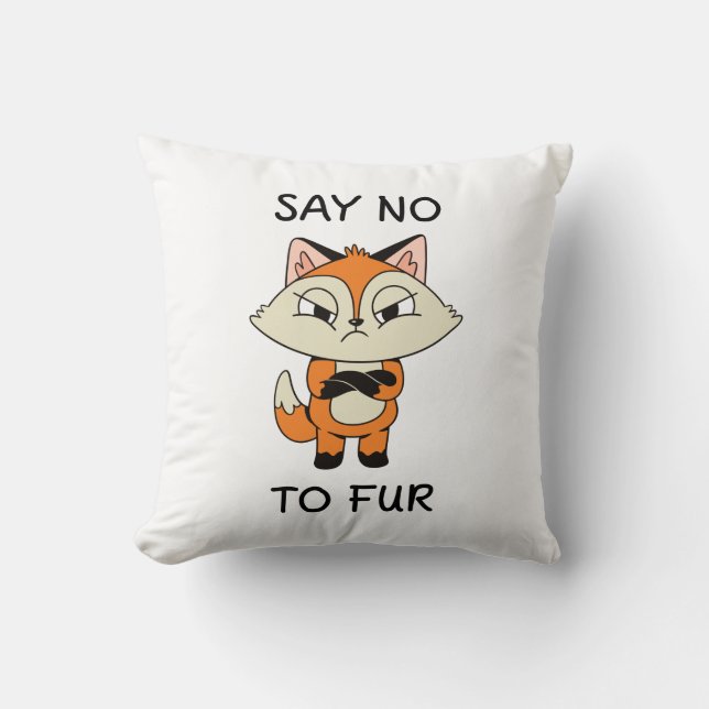 Say no to Fur - Sad Fox Cushion (Front)