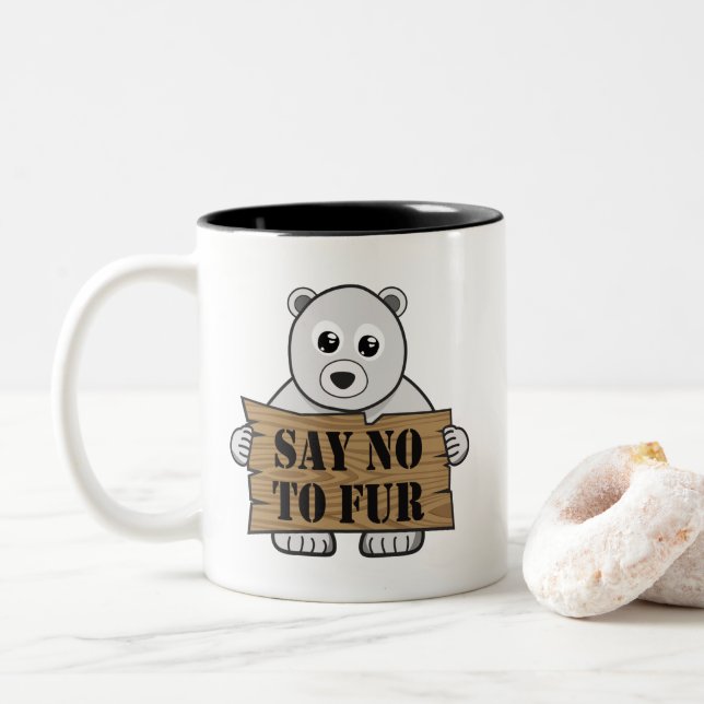 Say no to Fur Two-Tone Coffee Mug (With Donut)