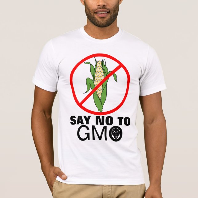 Say No To GMO Death Skull Corn Cob T-Shirt (Front)