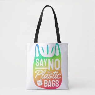 'Say No to Plastic Bags', Earth Day, Rainbow Tote