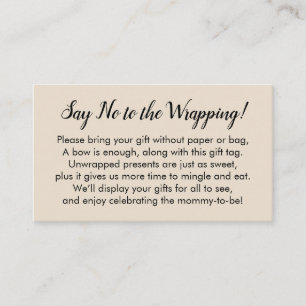 Say No to Wrapping Baby Shower Cream Gift Card