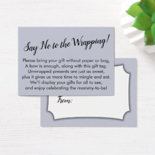 Say No to Wrapping Baby Shower Dusty Blue Card
