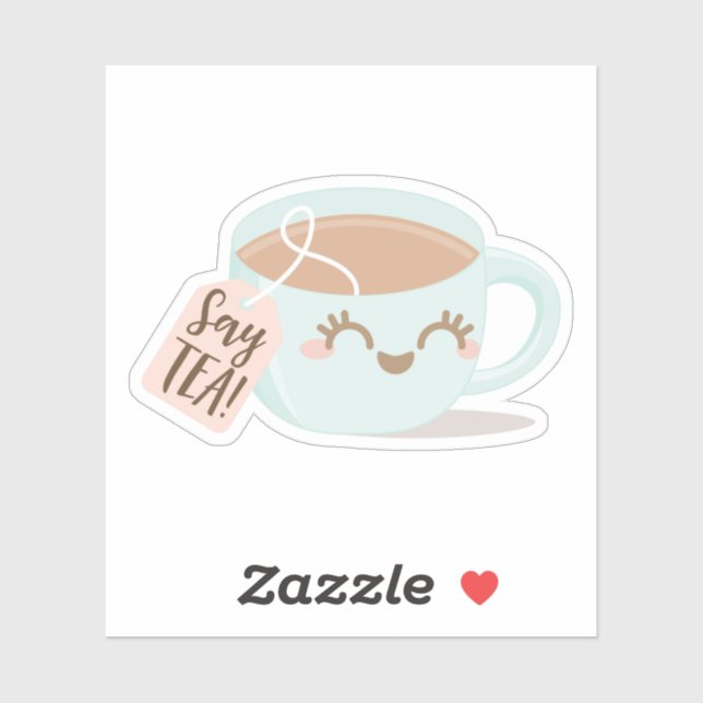 Say Tea! Cute Kawaii Style Tea Cup Illustration (Sheet)
