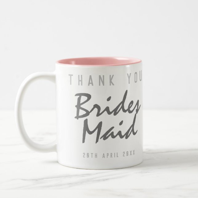 Say Thank You - a Bridesmaid Gift Two-Tone Coffee Mug (Left)
