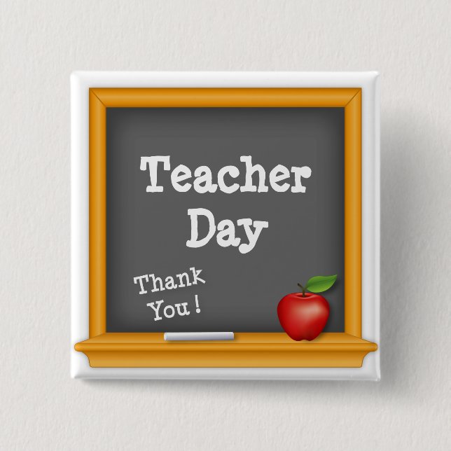 Say Thank You on Teacher Day 15 Cm Square Badge (Front)