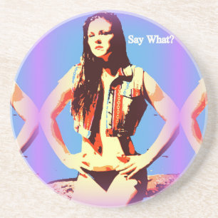 say what bikini girl drink coaster