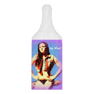 say what bikini girl glass cutting board
